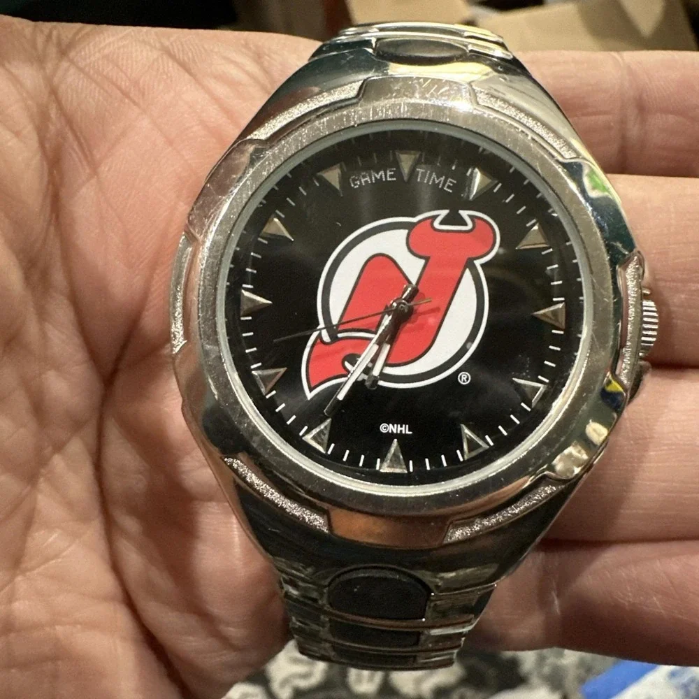 Working GAME TIME 46mm Series New Jersey Devils Quartz Mens Watch New Battery 9